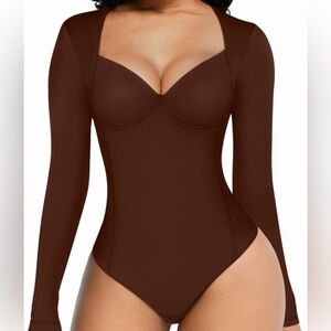 NWOT Brown long Sleeve Shapewear bodysuit